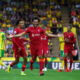 Mo Salah Liverpoolissa tuulettaa maalia.