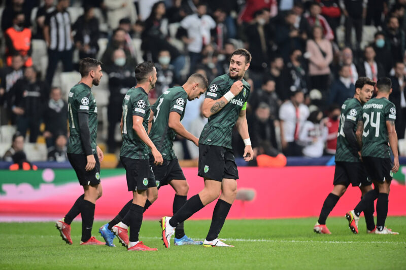 Sporting CP players celebrates for Sebastian Coates s goal during the UEFA Champions League group C match between Besikt