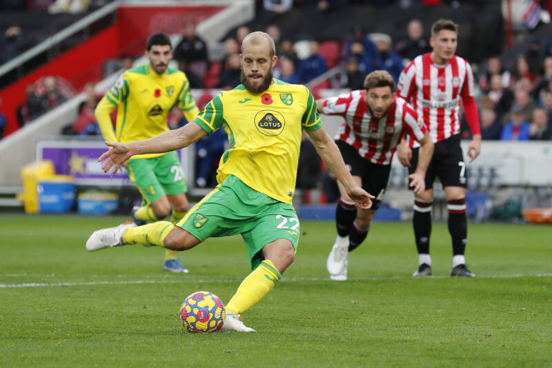 Brentford v Norwich City Premier League Teemu Pukki of Norwich scores his sides 2nd goal from the penalty spot during th