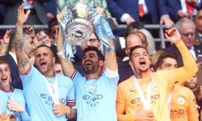 Manchester City juhlii FA Cupin voittoa.
